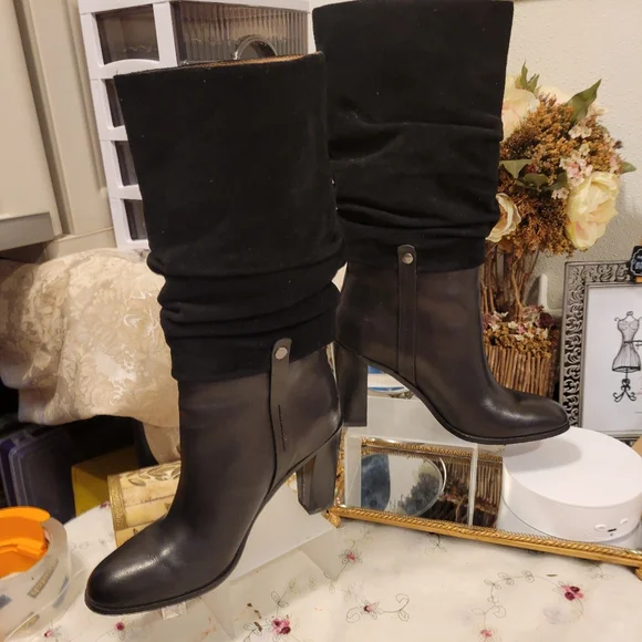 NEW DONALD PLINER Odessa LEATHER SUEDE CLASSY Elegant Knee-High Boots 6.5